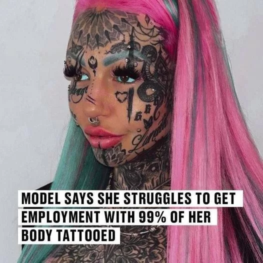 Model Luke Says She Struggles To Get Employment With 99% Of Her Body Tattooed