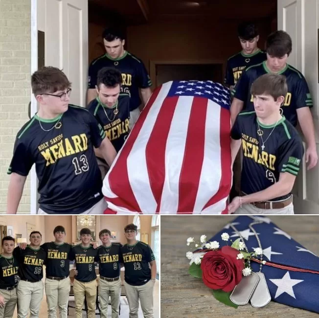 High school seniors carry the casket of Air Force veteran with no family