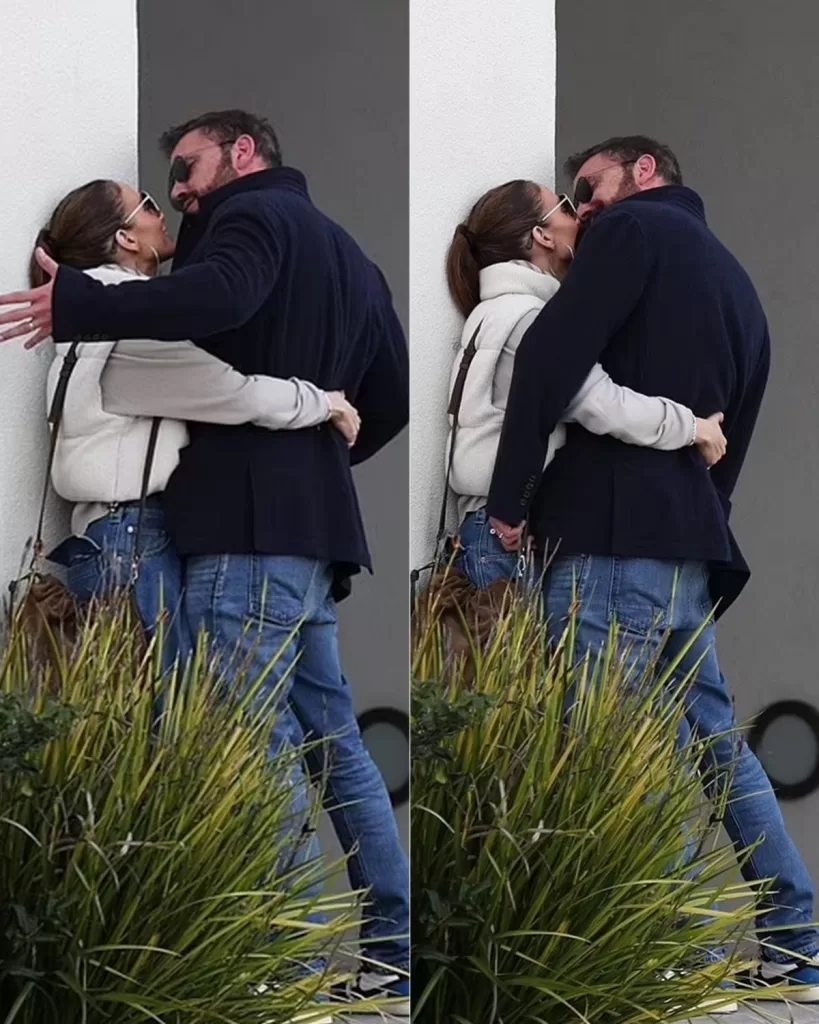 BEN AFFLECK AND JENNIFER LOPEZ PUT ON A VERY PASSIONATE DISPLAY IN PUBLIC AS THEY KISS AND CUDDLE UP AGAINST A WALL LIKE LOVED-UP TEENS AFTER A LUNCH DATE