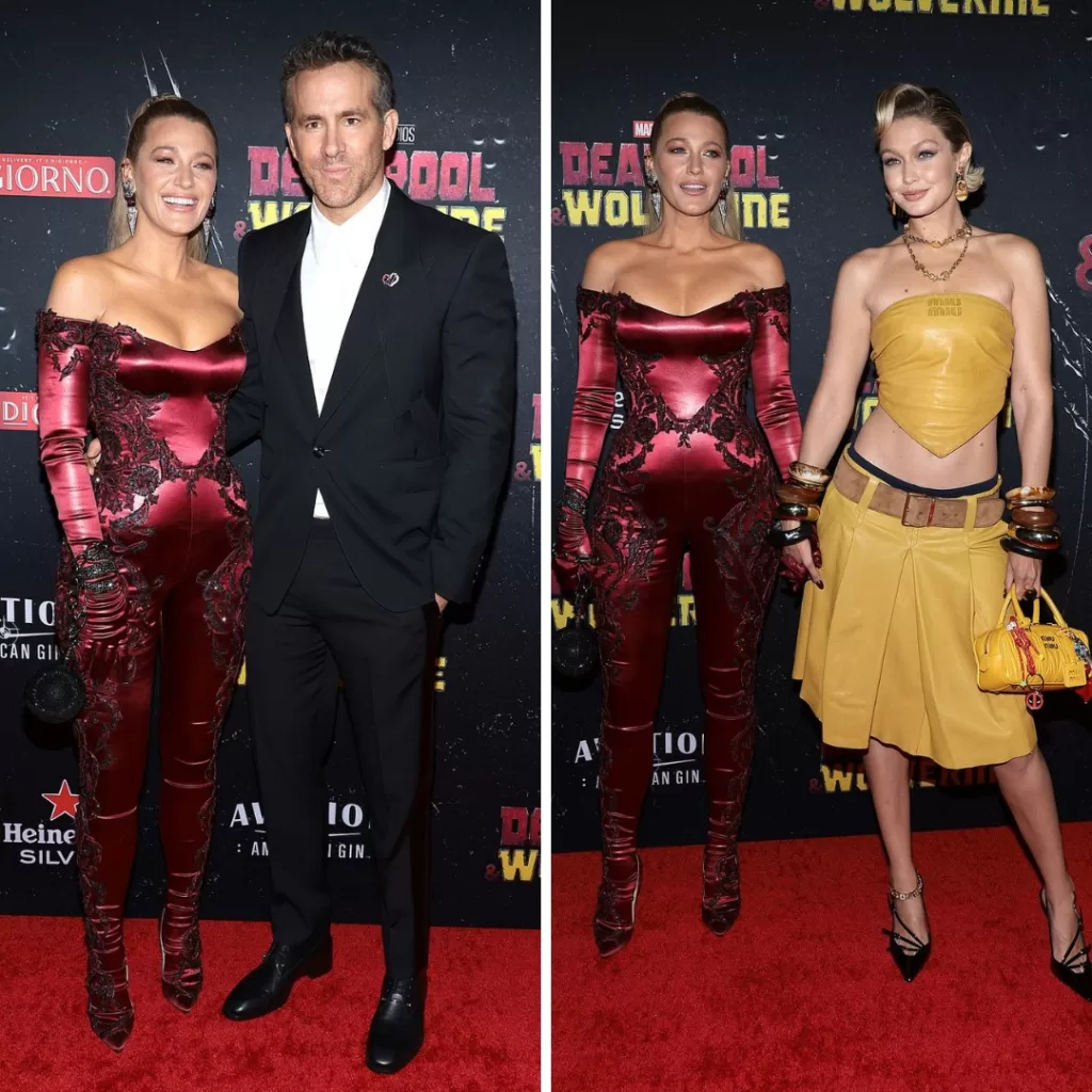 Blake channels DeaԀpool in ꜱexy outfit alongside Gigi Hadid at star-stᴜdded premiere for husband Ryan Reynolds’ new movie