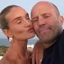 Rosie Huntington-Whiteley and fiancé Jason Statham cosy up for a smitten selfie as they enjoy lavish weekend away